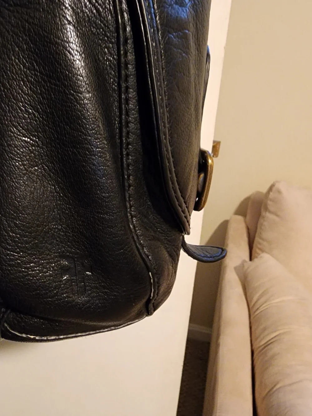 Black Leather Crossbody Bag with Gold Hardware